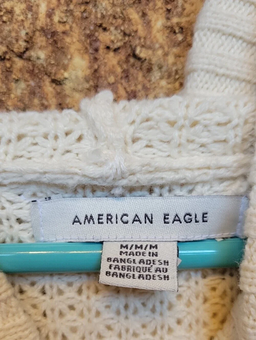 American Eagle Outfitters Chunky Knit Oversized Hooded Pullover Cream NWOT